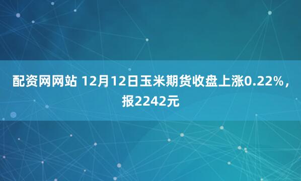 配资网网站 12月12日玉米期货收盘上涨0.22%，报2242元